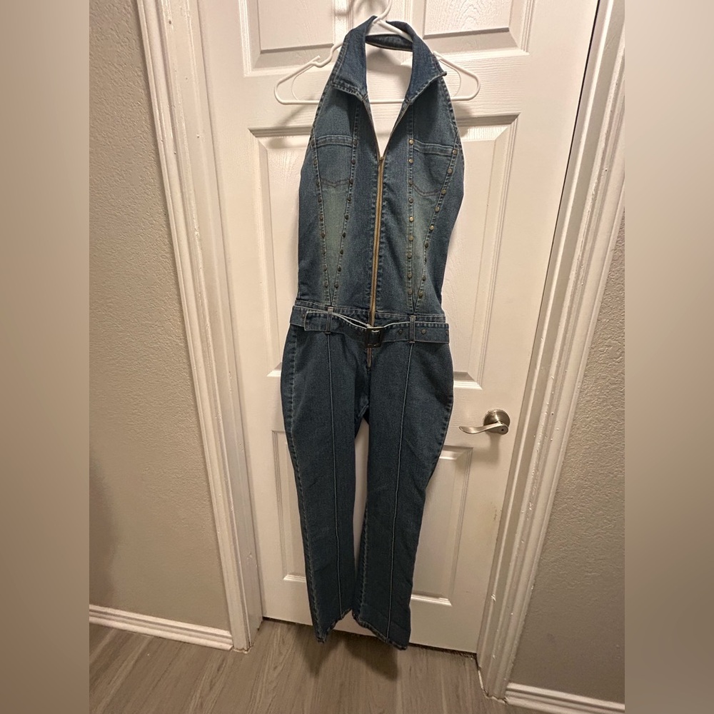 Neeso Jeans Jumpsuit For Women Slim Fit Zipper Sleeveless V-Neck Fashion Size 15